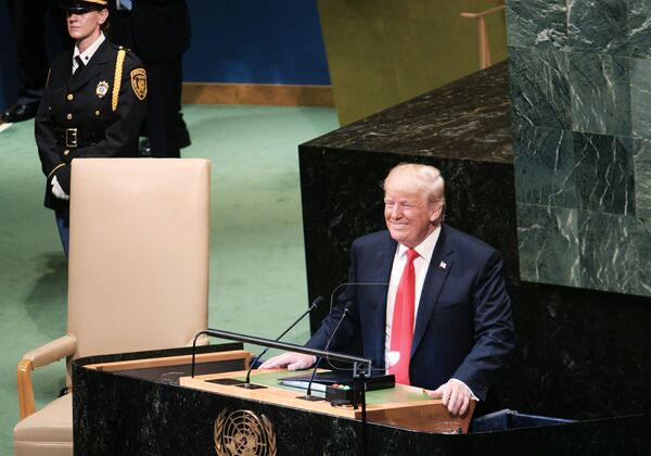 Президент США Дональд Трамп выступает на Генеральной Ассамблее Организации Объединенных Наций в Нью-Йорке Президент США Дональд Трамп выступает на Генеральной Ассамблее Организации Объединенных Наций в Нью-Йорке