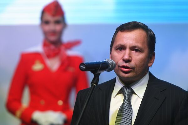 Председатель совета директоров Внуково Виталий Ванцев выступает на торжественном мероприятии в аэропорту Внуково Председатель совета директоров Внуково Виталий Ванцев выступает на торжественном мероприятии в аэропорту Внуково