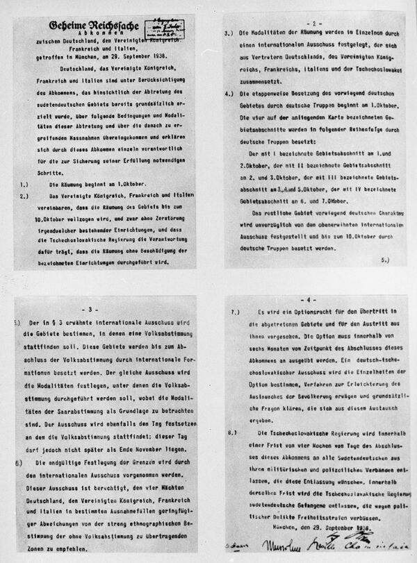 Мюнхенское соглашение 1938 года о разделе Чехословакии Мюнхенское соглашение 1938 года о разделе Чехословакии