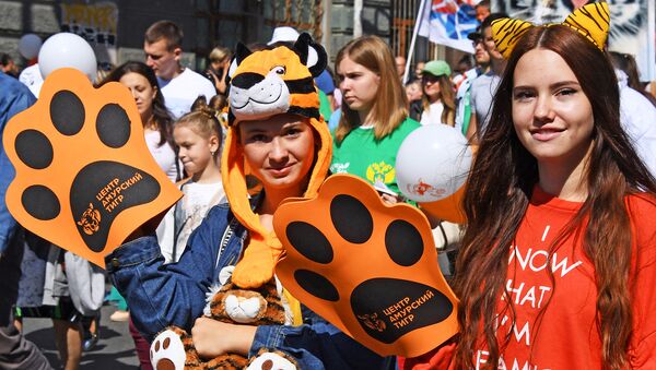 Участницы праздничных мероприятий, посвященных Дню тигра, во Владивосток Участницы праздничных мероприятий, посвященных Дню тигра, во Владивосток