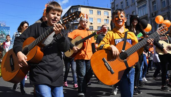 Участники праздничных мероприятий, посвященных Дню тигра, во Владивостоке Участники праздничных мероприятий, посвященных Дню тигра, во Владивостоке