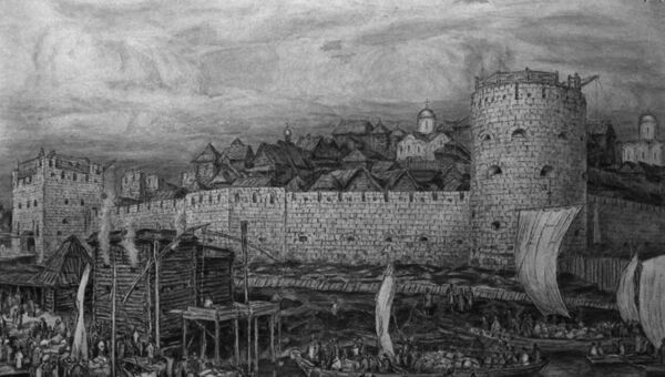 Картина Вид на Московский Кремль при Дмитрии Донском. Художник Аполлинария Михайловича Васнецов. 1922г. Из собрания Музея истории Москвы Картина Вид на Московский Кремль при Дмитрии Донском. Художник Аполлинария Михайловича Васнецов. 1922г. Из собрания Музея истории Москвы