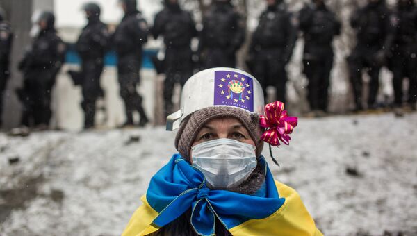 Участница протестных митингов за евроинтеграцию Украины в Киеве Участница протестных митингов за евроинтеграцию Украины в Киеве