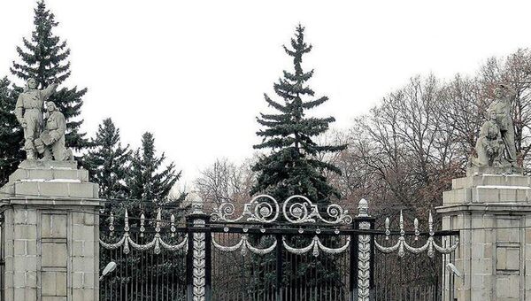 Ограда и ворота Московского аэровокзала. Архивное фото Ограда и ворота Московского аэровокзала. Архивное фото