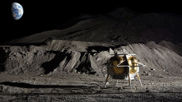 Посадочный модуль компании Astrobotic Technology на поверхности Луны