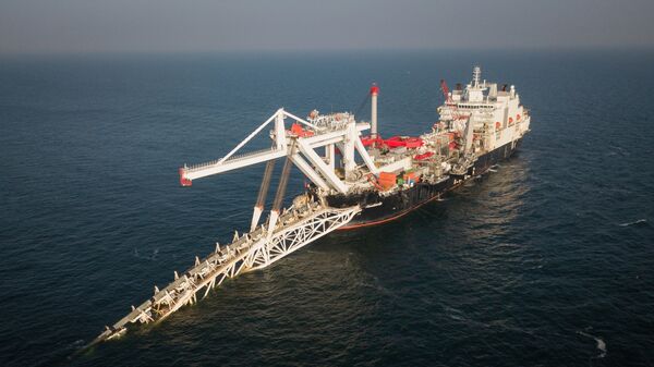 Судно Audacia компании Allseas во время укладки труб на германском участке газопровода Северный поток-2. 21 ноября 2018 Судно Audacia компании Allseas во время укладки труб на германском участке газопровода Северный поток-2. 21 ноября 2018