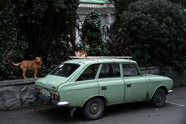 Автомобиль Иж-комби на одной из улиц в Гурзуфе в Крыму Автомобиль Иж-комби на одной из улиц в Гурзуфе в Крыму