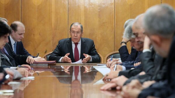 Глава МИД РФ Сергей Лавров на встрече в Москве с участниками Межпалестинского диалога. 12 февраля 2019 Глава МИД РФ Сергей Лавров на встрече в Москве с участниками Межпалестинского диалога. 12 февраля 2019