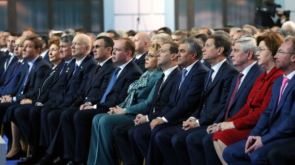 Председатель правительства РФ Дмитрий Медведев во время ежегодного послания президента РФ Владимира Путина Федеральному Собранию Председатель правительства РФ Дмитрий Медведев во время ежегодного послания президента РФ Владимира Путина Федеральному Собранию