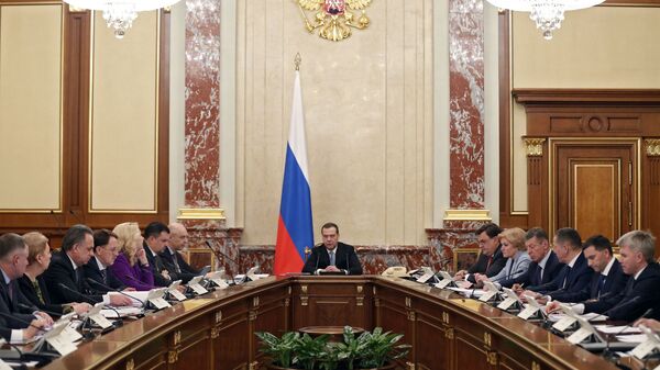 Председатель правительства РФ Дмитрий Медведев проводит совещание с членами кабинета министров РФ. 21 февраля 2019 Председатель правительства РФ Дмитрий Медведев проводит совещание с членами кабинета министров РФ. 21 февраля 2019