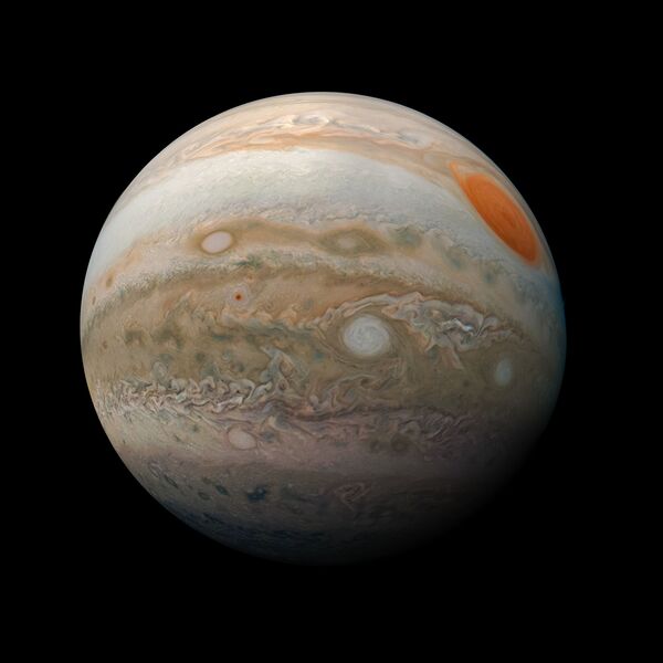 Cоставная фотография облаков южных широт Юпитера, снятая JunoCam с борта Juno. 25 февраля 2019 года Cоставная фотография облаков южных широт Юпитера, снятая JunoCam с борта Juno. 25 февраля 2019 года