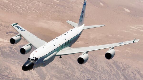 Самолет ВВС США RC-135V Rivet Joint с бортовым номером 64-14845 Самолет ВВС США RC-135V Rivet Joint с бортовым номером 64-14845