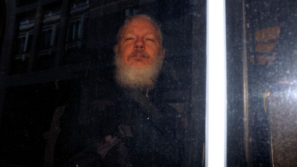 Основатель WikiLeaks Джулиан Ассанж в полицейском фургоне после задержания в Лондоне. 11 апреля 2019 Основатель WikiLeaks Джулиан Ассанж в полицейском фургоне после задержания в Лондоне. 11 апреля 2019