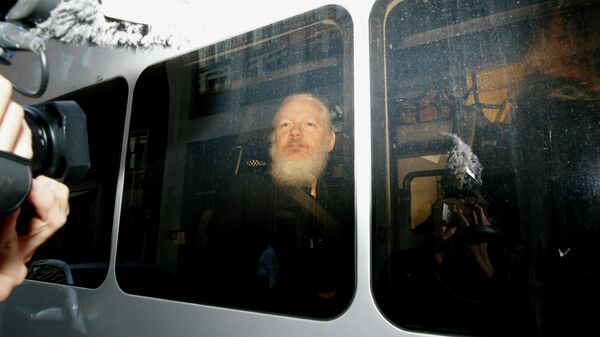 Основатель WikiLeaks Джулиан Ассанж в полицейском фургоне после задержания в Лондоне Основатель WikiLeaks Джулиан Ассанж в полицейском фургоне после задержания в Лондоне