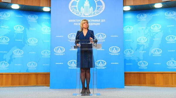 Официальный представитель Министерства иностранных дел России Мария Захарова во время брифинга Официальный представитель Министерства иностранных дел России Мария Захарова во время брифинга