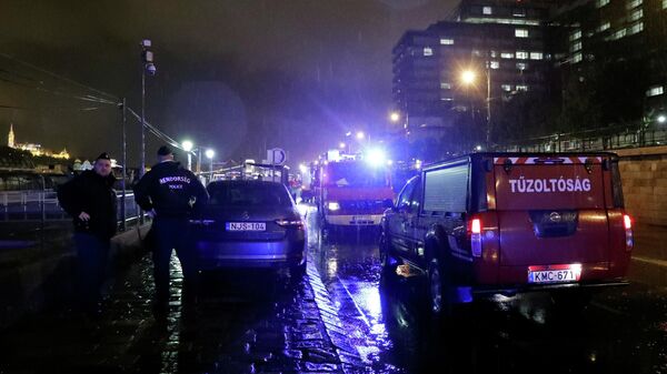 Полиция в районе крушения катера в Будапеште Полиция в районе крушения катера в Будапеште