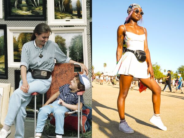 Женщина с сыном на Старом Арбате. 1991 год / Девушка на фестивале музыки в Калифорнии. 2019 год Женщина с сыном на Старом Арбате. 1991 год / Девушка на фестивале музыки в Калифорнии. 2019 год