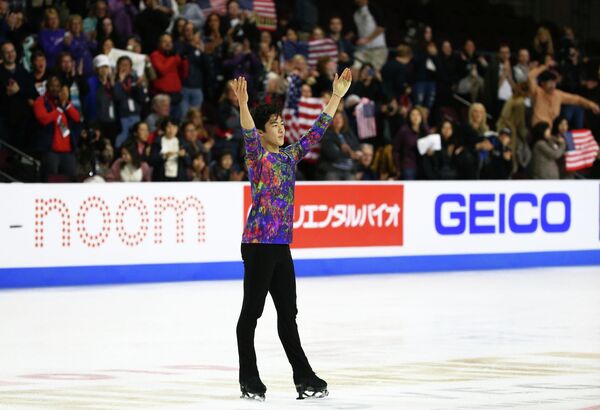 Натан Чен во время произвольной программы Skate America Натан Чен во время произвольной программы Skate America
