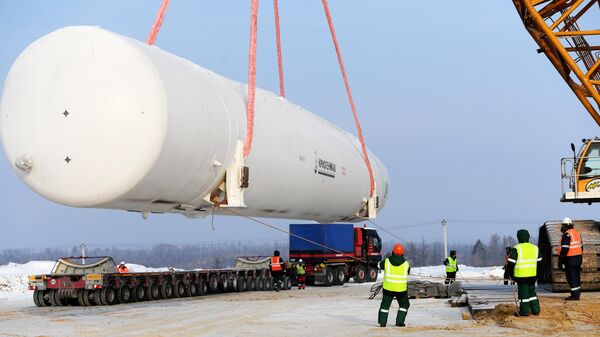 Установка технологических емкостей ГП-7 строящегося стартового комплекса КРК Ангара космодрома Восточный в Амурской области Установка технологических емкостей ГП-7 строящегося стартового комплекса КРК Ангара космодрома Восточный в Амурской области