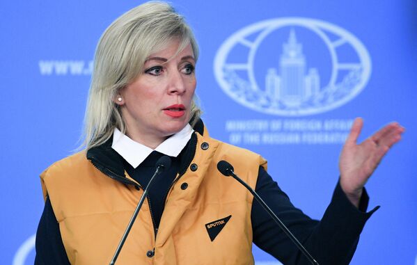 Официальный представитель Министерства иностранных дел России Мария Захарова во время брифинга в Москве Официальный представитель Министерства иностранных дел России Мария Захарова во время брифинга в Москве