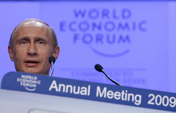 Премьер РФ Владимир Путин на Всемирном экономическом форуме в Давосе. Премьер РФ Владимир Путин на Всемирном экономическом форуме в Давосе.