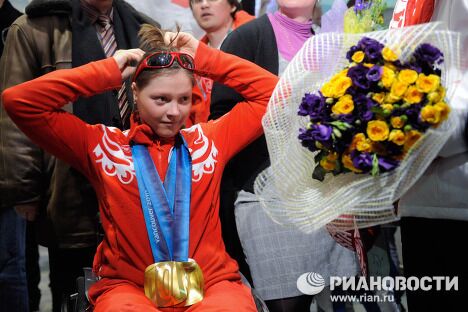 Встреча паралимпийской сборной команды России, вернувшейся после X зимних Паралимпийских игр Встреча паралимпийской сборной команды России, вернувшейся после X зимних Паралимпийских игр