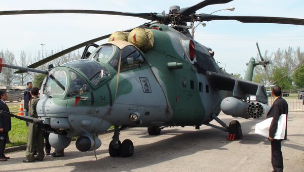 МИ-35М на выставке LAAD-2011 в Рио-де-Жанейро. Архивное фото МИ-35М на выставке LAAD-2011 в Рио-де-Жанейро. Архивное фото