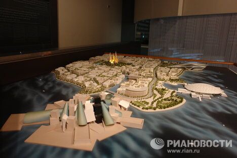Макет музейного комплекса на острове Саадият в Абу-Даби Макет музейного комплекса на острове Саадият в Абу-Даби