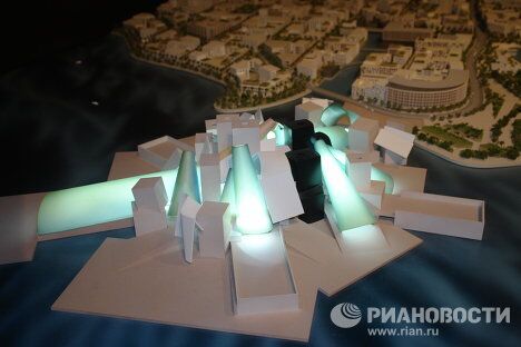 Макет музейного комплекса на острове Саадият в Абу-Даби Макет музейного комплекса на острове Саадият в Абу-Даби