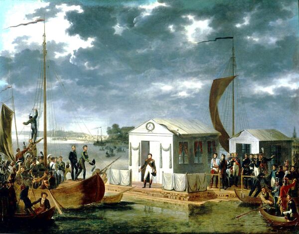 Адольф Роен. Встреча Наполеона I-го и Александра I-го на Немане 25 июня 1807 года Адольф Роен. Встреча Наполеона I-го и Александра I-го на Немане 25 июня 1807 года