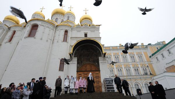 Патриаршее служение в праздник Благовещения. Архивное фото Патриаршее служение в праздник Благовещения. Архивное фото
