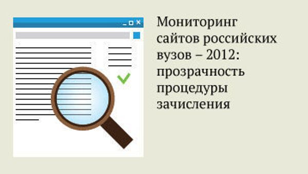 Мониторинг сайтов российских вузов - 2012: прозрачность процедуры зачисления Мониторинг сайтов российских вузов - 2012: прозрачность процедуры зачисления