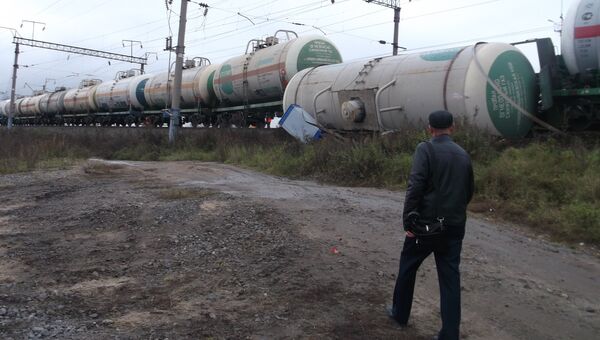 Сход с рельсов цистерн с пропаном в городе Буе Костромской области Сход с рельсов цистерн с пропаном в городе Буе Костромской области