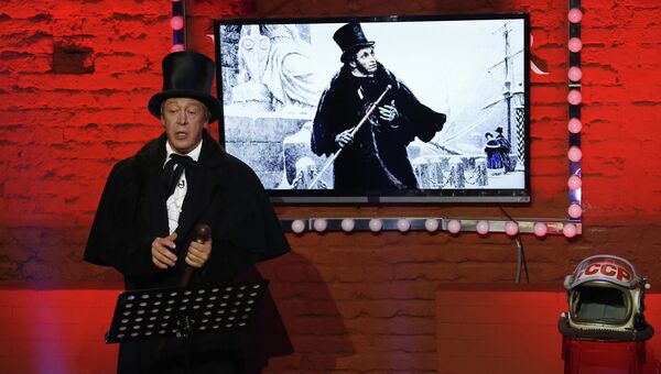 Актер Михаил Ефремов во время прямого эфира ньюзикла Господин Хороший Актер Михаил Ефремов во время прямого эфира ньюзикла Господин Хороший