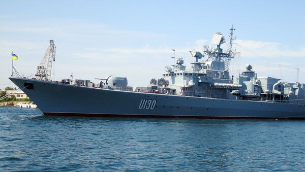 Флагман Военно-морских сил Украины фрегат Гетман Сагайдачный. Архивное фото Флагман Военно-морских сил Украины фрегат Гетман Сагайдачный. Архивное фото
