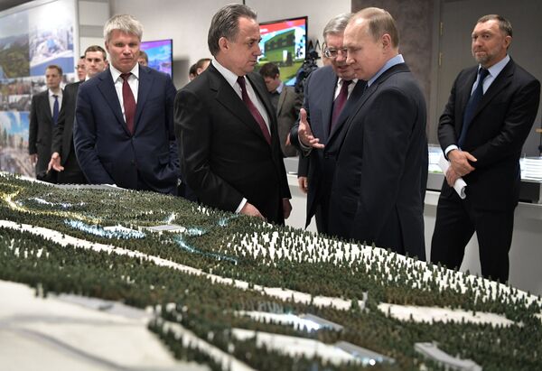 Виталий Мутко и Владимир Путин (слева направо на первом плане) Виталий Мутко и Владимир Путин (слева направо на первом плане)