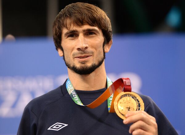 Бекхан Гойгереев (Россия), завоевавший золотую медаль мужского турнира по вольной борьбе Бекхан Гойгереев (Россия), завоевавший золотую медаль мужского турнира по вольной борьбе