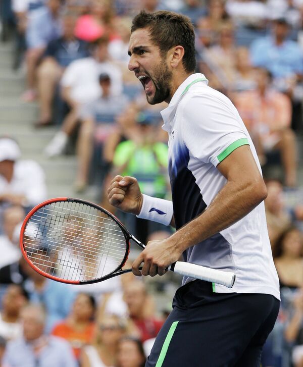 Марин Чилич в полуфинальном матче US Open Марин Чилич в полуфинальном матче US Open