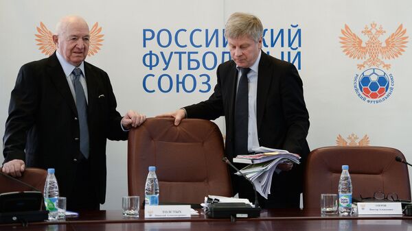 Первый вице-президент РФС Никита Симонян (слева) и президент Российского футбольного союза (РФС) Николай Толстых Первый вице-президент РФС Никита Симонян (слева) и президент Российского футбольного союза (РФС) Николай Толстых