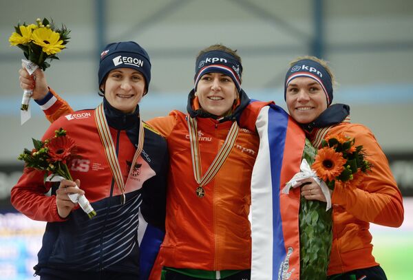 Мартина Сабликова (Чехия) - второе место, Ирен Вюст (Нидерланды) - первое место, Линда де Врис (Нидерланды) - третье место Мартина Сабликова (Чехия) - второе место, Ирен Вюст (Нидерланды) - первое место, Линда де Врис (Нидерланды) - третье место